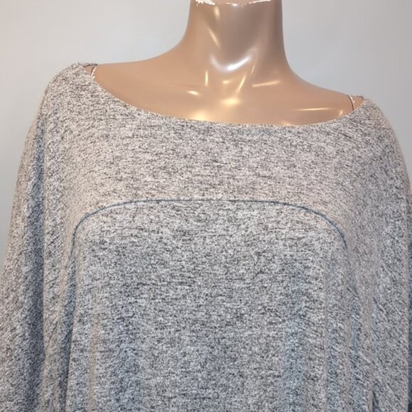 WHBM Cape Poncho Sweater Boat Neck Bordered Contrast Two Tone Heathered Knit - Picture 2 of 13